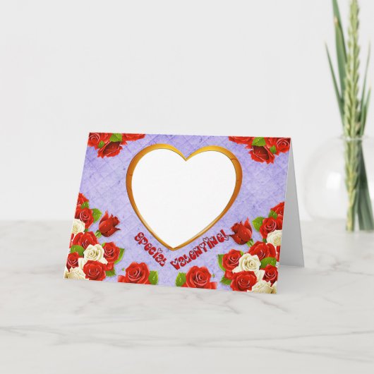 Speciale Valentijn, Rozen en Lijst Foto toevoegen Feestdagen Kaart (Voorkant)