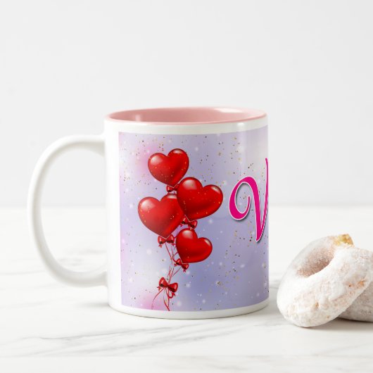 Speciale Valentijnse Tweekleurige Koffiemok (Met donut)