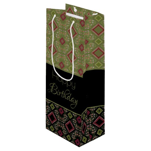 Speciale Verjaardag Moderne Wijn Gift Bag Cadeautas (Voorkant Gekanteld)