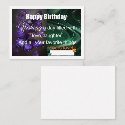 Speciale verjaardagskaart 2 notitiekaartje (Voorkant / Achterkant)