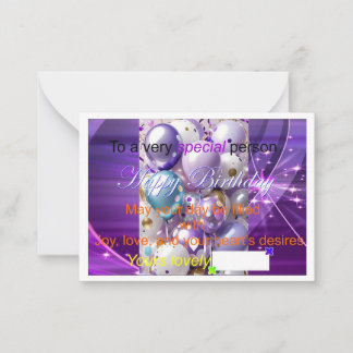 Speciale verjaardagskaarten notitiekaartje