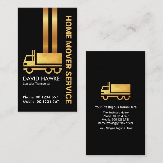 Speciale verticale Gold Logistic Lines Beweging Visitekaartje (Voorkant / Achterkant)