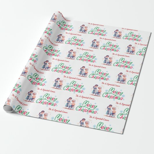Speciale verzorgers Kerst inpakpapier (Uitgerold)