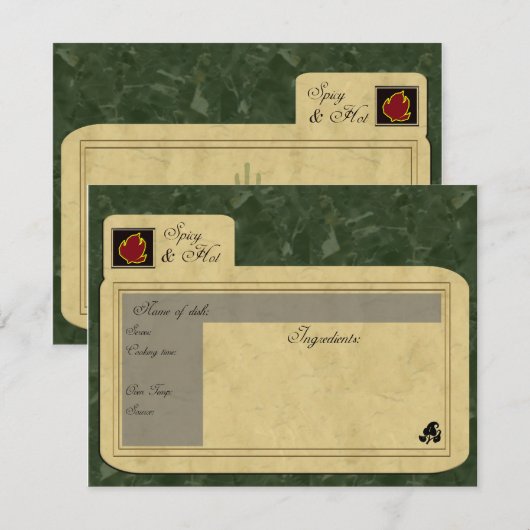 speciale voedselrecept (Voorkant / Achterkant)