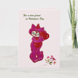 Speciale Vriend Schattige Kat met Hart Valentijnsd Kaart