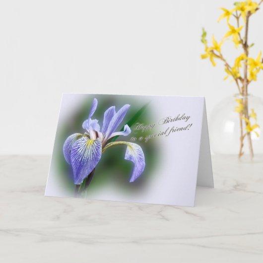 Speciale Vriend Verjaardag Blauwe Vlag Iris Wildfl Kaart (Gele Bloem)