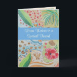 Speciale Vriend Verjaardag Groeten Kaart<br><div class="desc">Seashell scène gelukkige verjaardag. Aquarel met mooie kleuraccenten.</div>