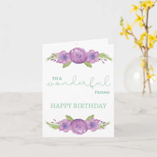 Speciale Vriend Verjaardag Kaart - Aquarel Bloemen (Gele Bloem)