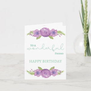 Speciale Vriend Verjaardag Kaart - Aquarel Bloemen