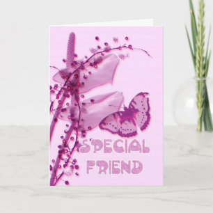 Speciale Vriend Verjaardagskaart, roze met een vli Kaart