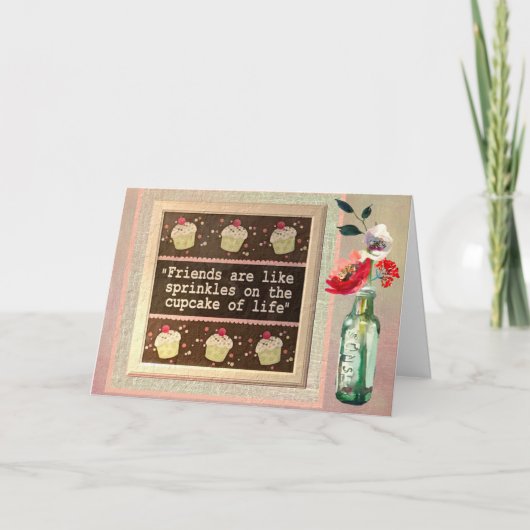 Speciale Vriendenboodschap Bloemen Verjaardag Kaart (Voorkant)