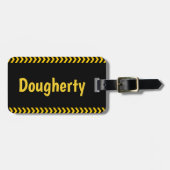 Speciale waarschuwingstape op zwart-wit met naam bagagelabel (Voorkant horizontaal)