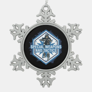 Speciale wapens en tactieken tin sneeuwvlok ornament