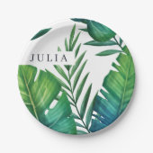 Speciale Waterverf Tropische bladeren Papieren Bordje (Voorkant)