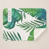 Speciale Waterverf Tropische bladeren Sherpa Deken (Voorkant (horizontaal))