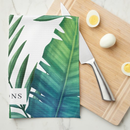 Speciale Waterverf Tropische bladeren Theedoek (Quarter Fold)