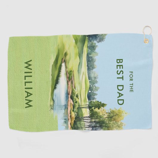 Speciale Waterverf Vaderdag golfthema Golfhanddoek (Horizontaal)
