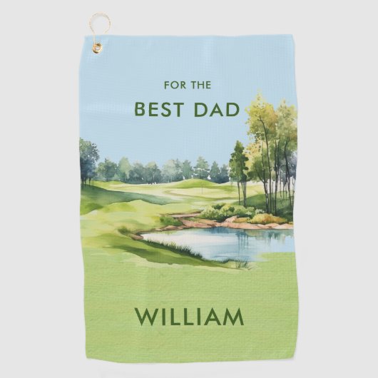Speciale Waterverf Vaderdag golfthema Golfhanddoek (Voorkant)