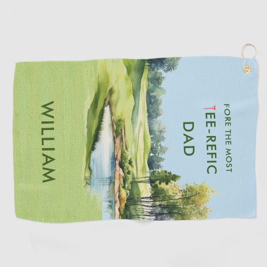 Speciale Waterverf Vaderdag golfthema Golfhanddoek (Horizontaal)