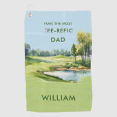 Speciale Waterverf Vaderdag golfthema Golfhanddoek (Voorkant)