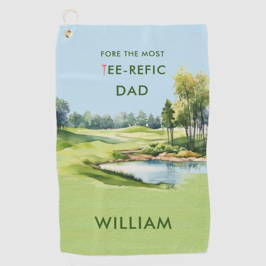 Speciale Waterverf Vaderdag golfthema Golfhanddoek (Voorkant)