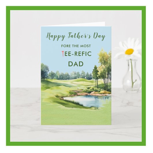 Speciale waterverf Vaderdag kaart golf thema