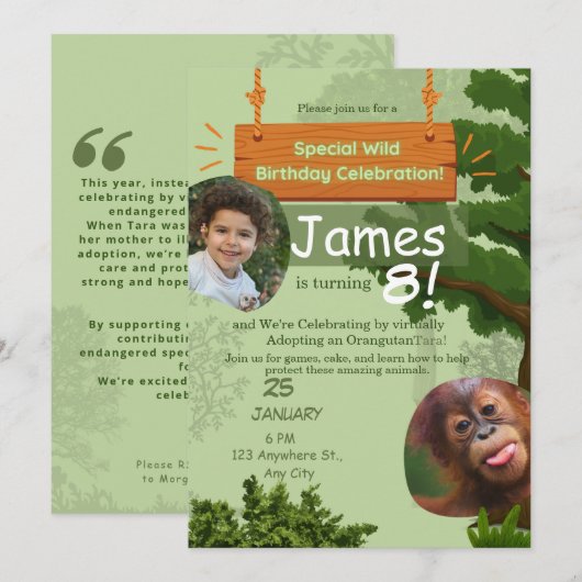 Speciale Wild Adoptie verjaardagsviering Kaart (Voorkant / Achterkant)
