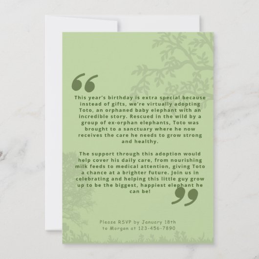 Speciale Wild Adoptie verjaardagsviering Kaart (Achterkant)