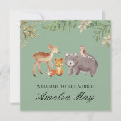 Speciale Woodland Animals Nieuwe Baby Kaart (Voorkant)