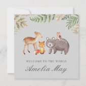 Speciale Woodland Animals Nieuwe Baby Kaart (Voorkant)
