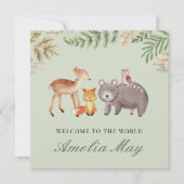 Speciale Woodland Animals Nieuwe Baby Kaart (Voorkant)