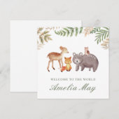 Speciale Woodland Animals Nieuwe Baby Kaart (Voorkant / Achterkant)