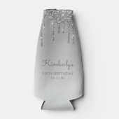 Speciale zilveren glitter Drip 50th Birthday Flesjeskoeler (Voorkant)