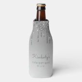 Speciale zilveren glitter Drip 50th Birthday Flesjeskoeler (Fles Voorkant)