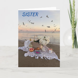 * SPECIALE ZISTER * BIRTHDAG BEACH GREETTES KAART