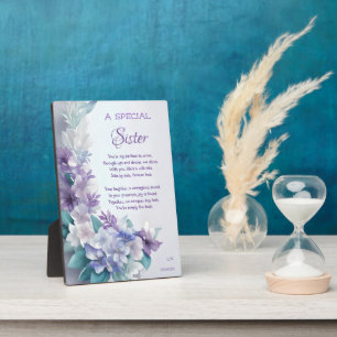 Speciale Zus Gedicht Pastel Mauve Blauwe Bloemen Fotoplaat