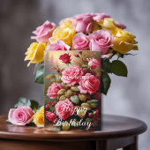 Speciale Zus Helder Gekleurde Roze Rozen Verjaarda Kaart