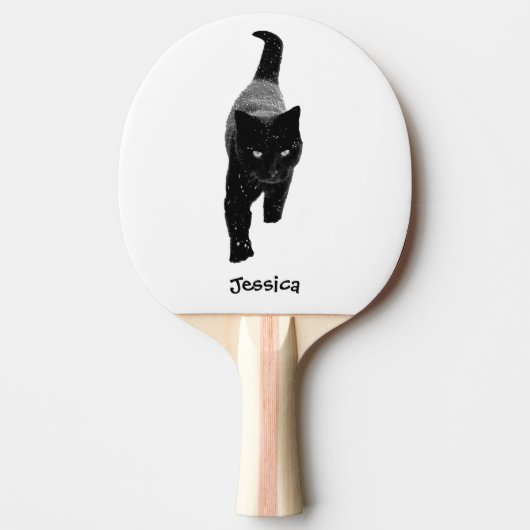 Speciale zwarte kat-naam tafeltennisbatje (Voorkant)