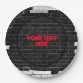 Speciale zwarte & witte brick-muur papieren bordje (Voorkant)