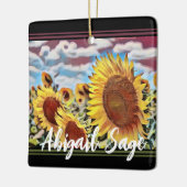 Specialiseer artistiek veld Zonnebloemen Kerstmis Keramisch Ornament (Links)