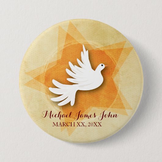 Specialiseer bevestiging felicitaties met cadeaubo ronde button 7,6 cm (Voorkant)