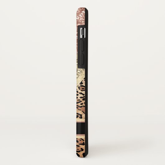 Specialiseer Chic Striped Roos Gold Glitter Leopar Case-Mate iPhone Case (Achterkant/links)