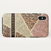 Specialiseer Chic Striped Roos Gold Glitter Leopar Case-Mate iPhone Case (Achterkant (horizontaal))