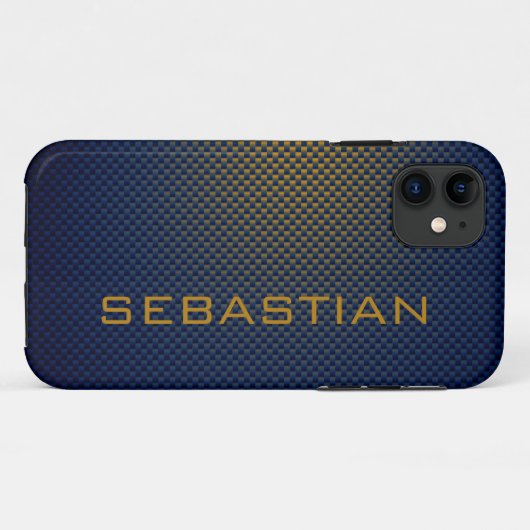 Specialiseer de blauwe Ocher-koolstofvezel gepatte Case-Mate iPhone Case (Achterkant (horizontaal))