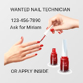 Specialiseer de Nail Salon-technicus Gezochte Wink Raamsticker (Vel)