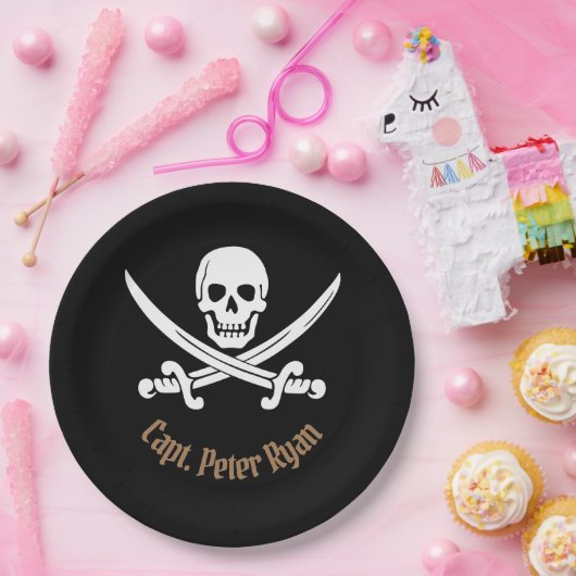 Specialiseer het teken Cool Pirate Papieren Bordje (Feest)