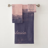 Specialiseer Kunststijl Abstract Roze Navy Blue Bad Handdoek (Insitu)