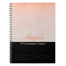 Specialiseer stijlvol peach roze zwart notitieboek