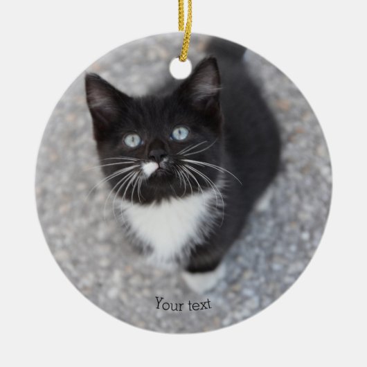 Specialiseer Tuxedo black en white kitten Keramisch Ornament (Voorkant)