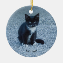 Specialiseer Tuxedo black en white kitten Keramisch Ornament